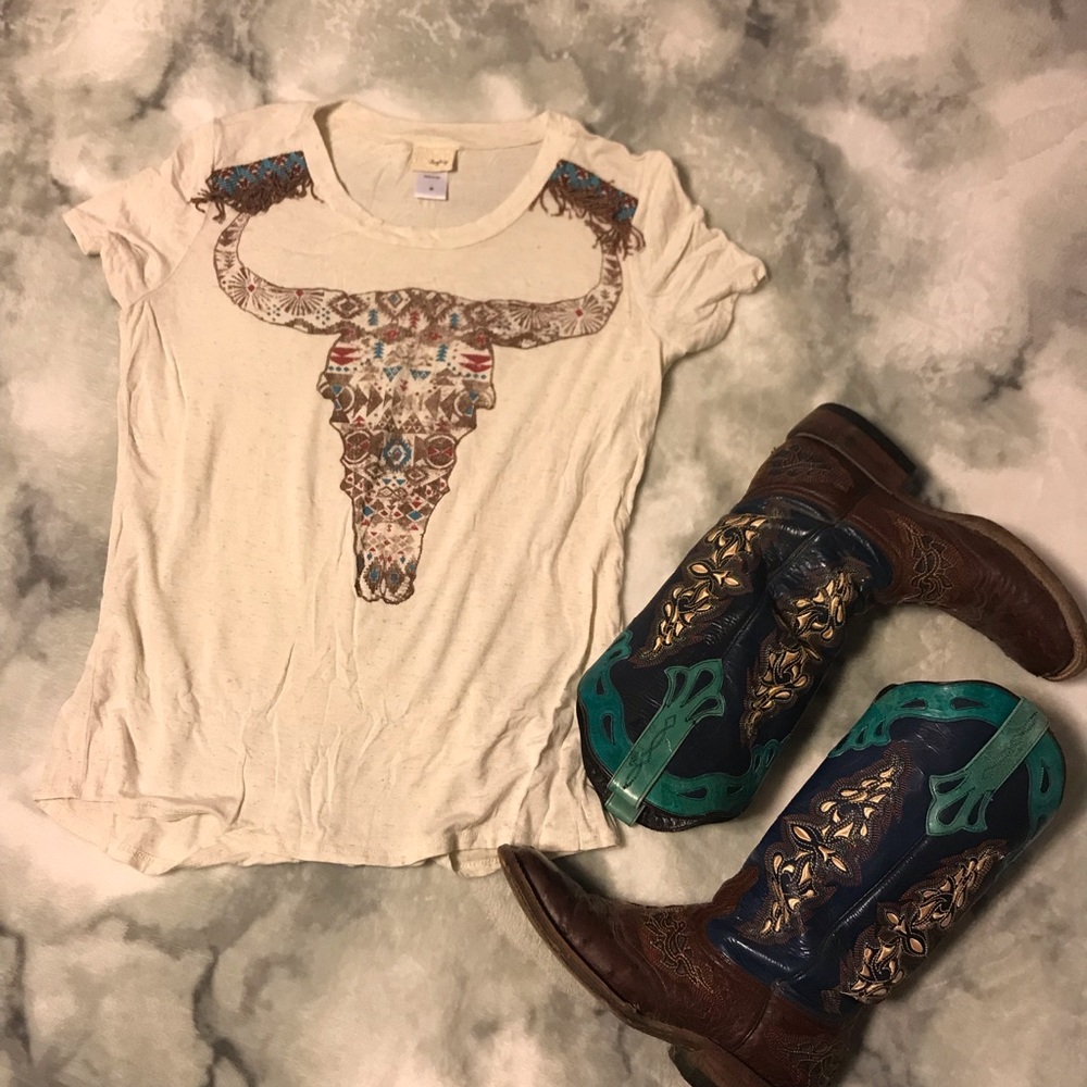 Western Style Tee with fringe